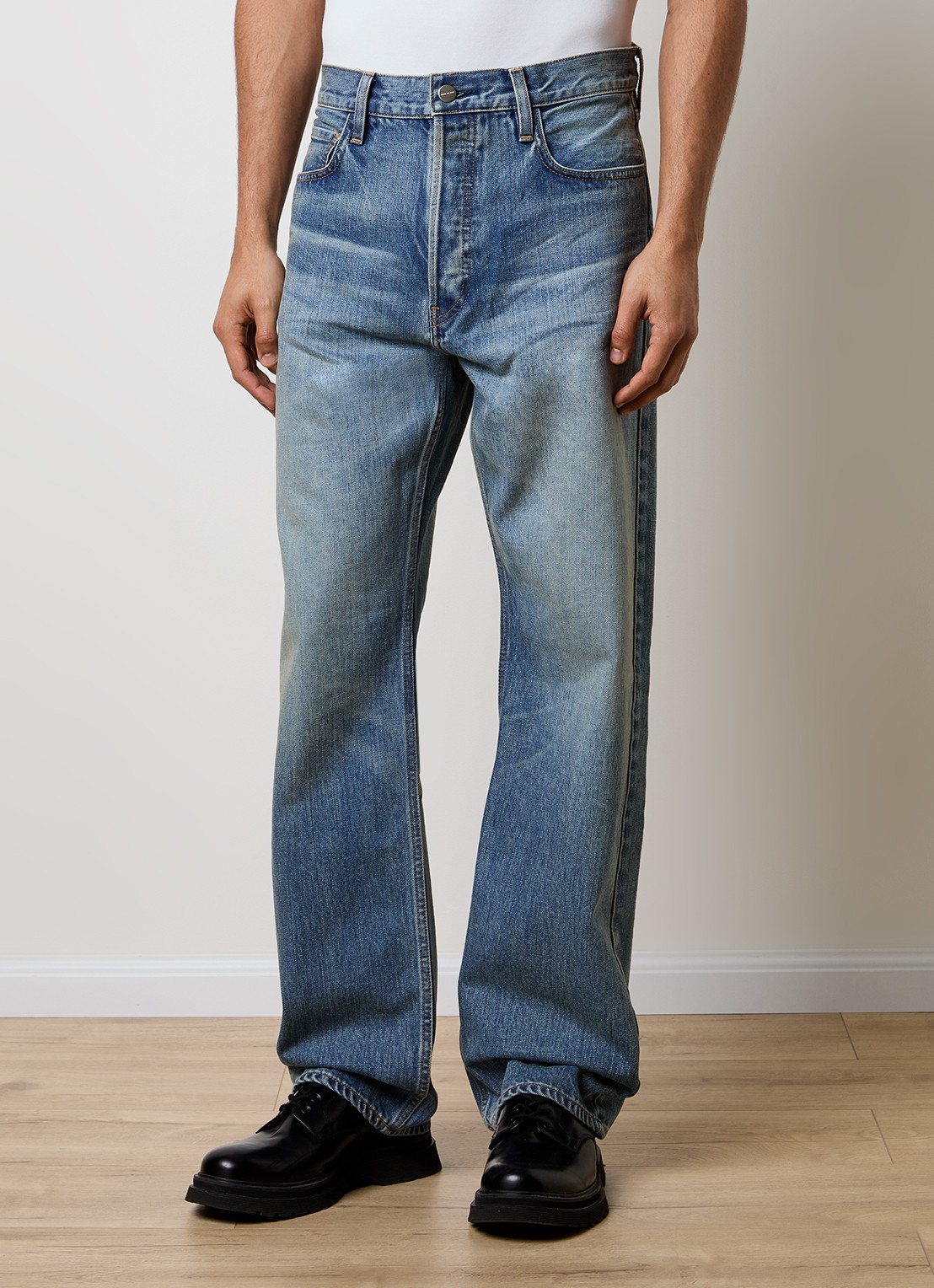 Fear of God Straight fit jeans met medium wassing - detail 3 indigo