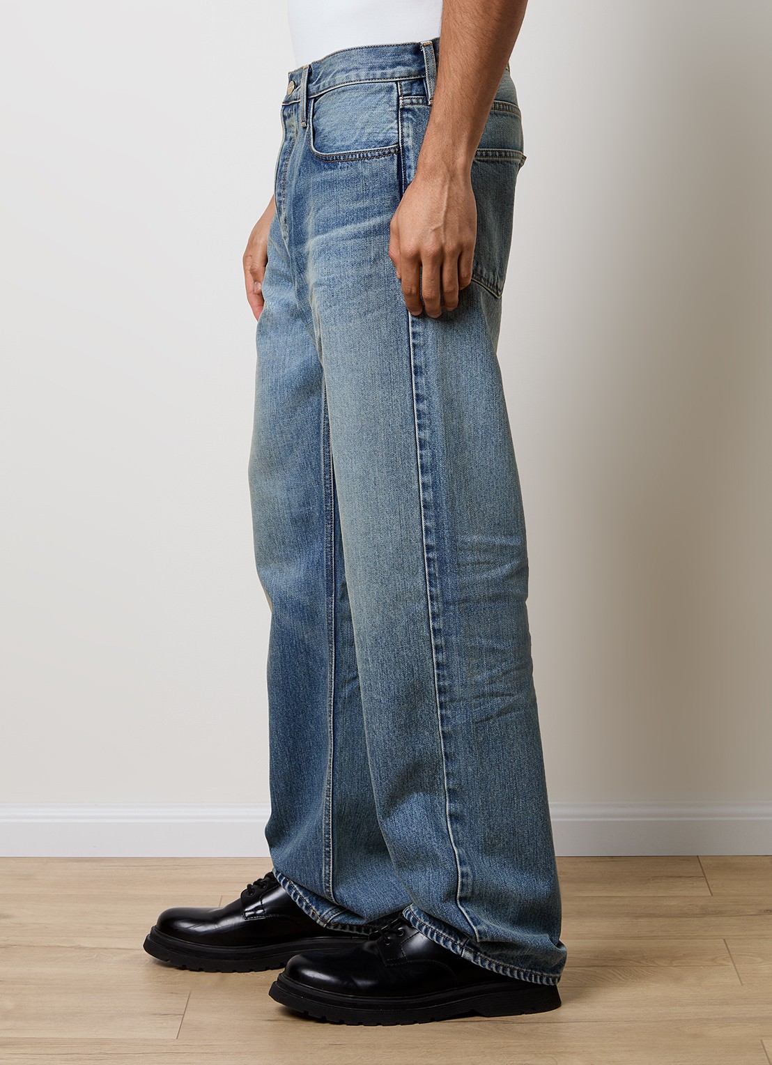 Fear of God Straight fit jeans met medium wassing - detail 4 indigo