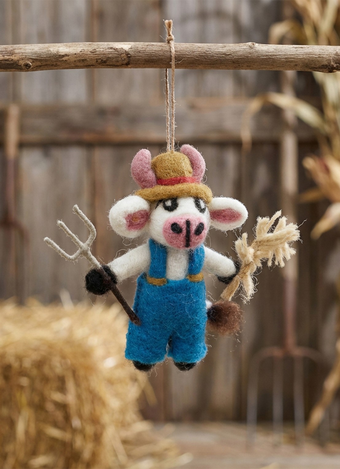 Felt So Good Angus the Cow kersthanger 12 cm - achterkant blauw