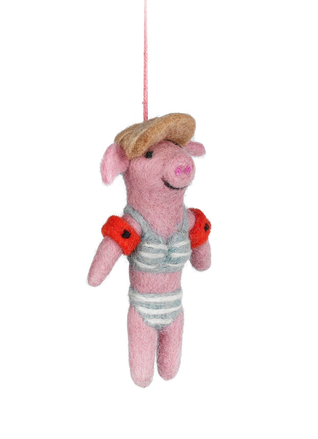 Felt So Good Babette the Beach Pig kersthanger 12 cm - achterkant 5 roze