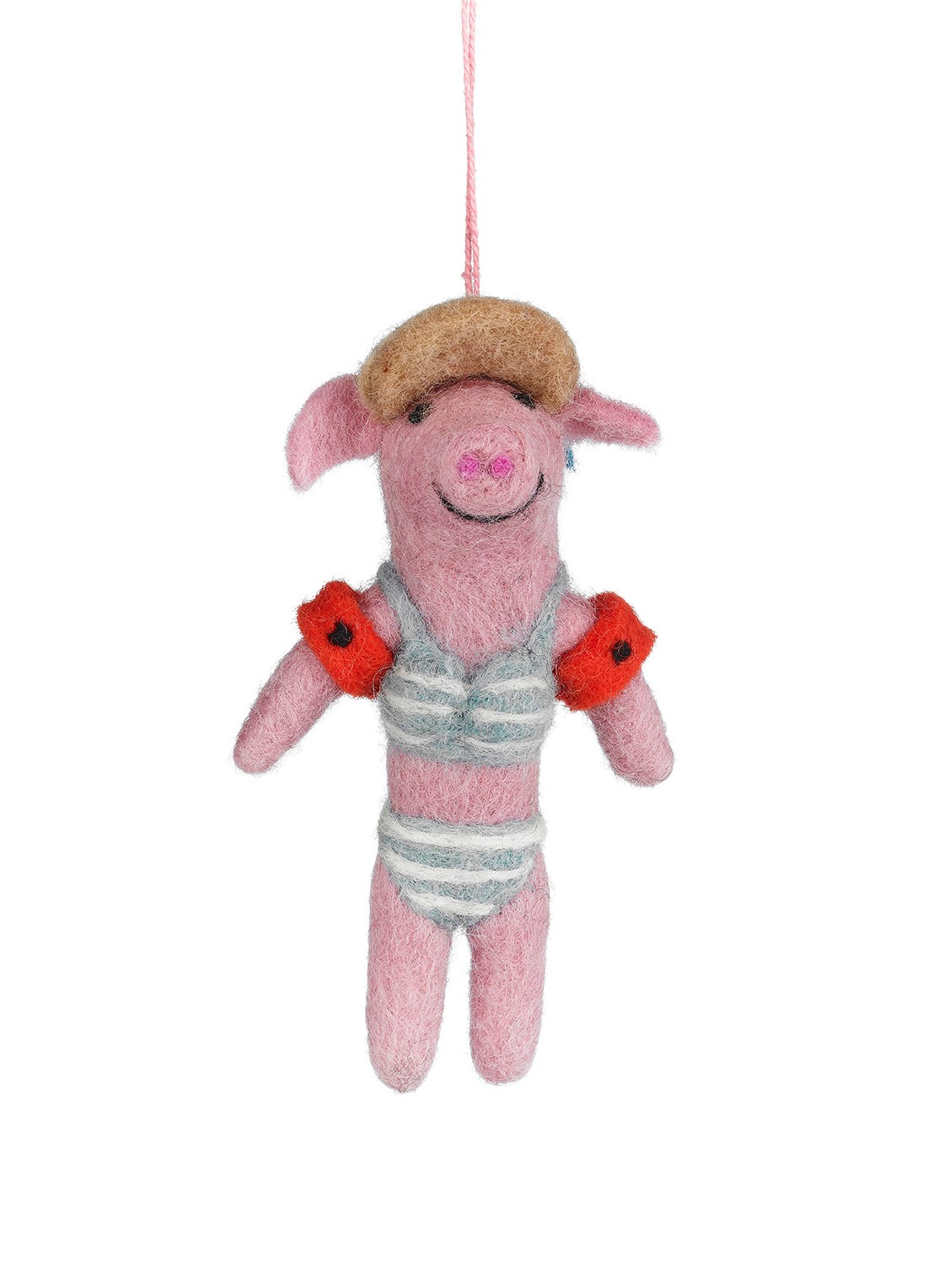 Felt So Good Babette the Beach Pig kersthanger 12 cm - voorkant roze