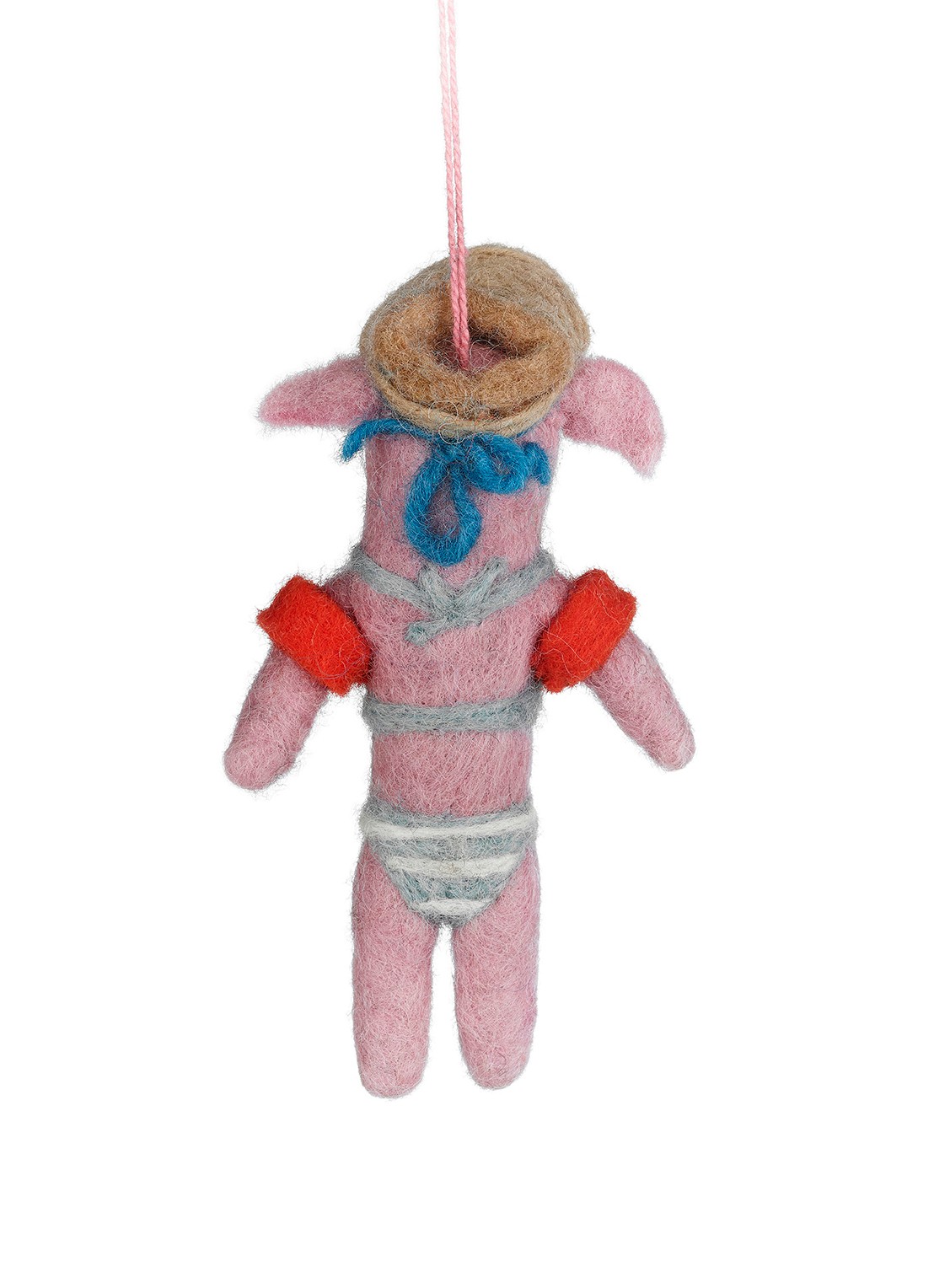 Felt So Good Babette the Beach Pig kersthanger 12 cm - voorkant 2 roze