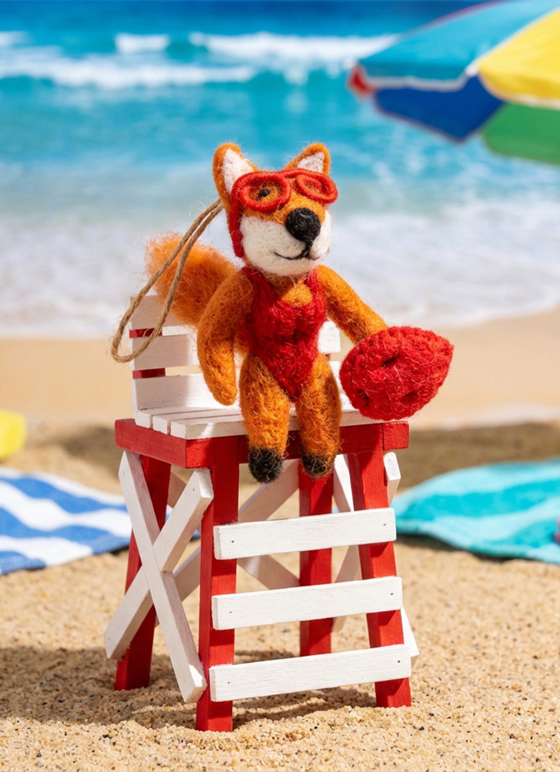 Felt So Good Baywatch Fox kersthanger 10 cm - achterkant orange