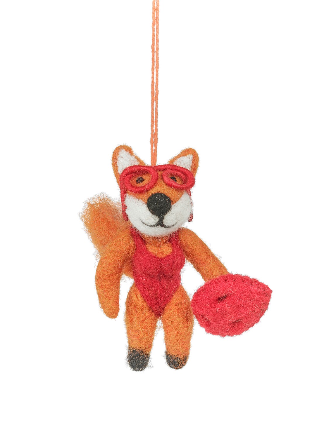 Felt So Good Baywatch Fox kersthanger 10 cm - voorkant 2 orange