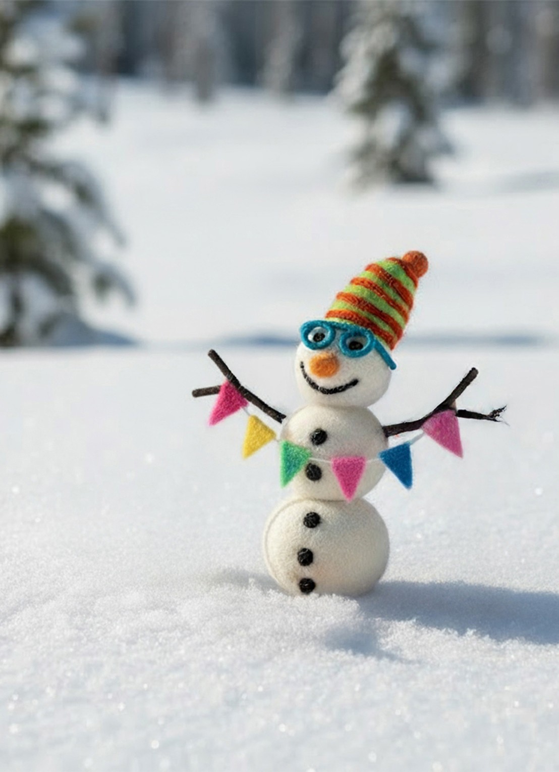Felt So Good Benedict the Snowman kersthanger 14 cm - voorkant 3 wit
