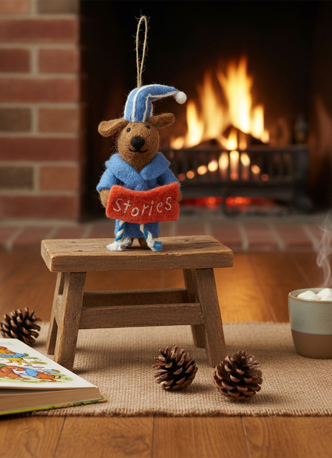 Felt So Good Benny the Bedtime Stories Pooch kersthanger 13 cm - detail 3 blauw