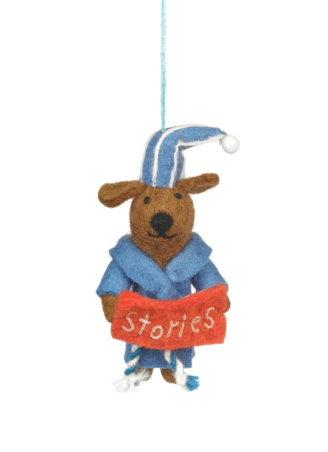 Felt So Good Benny the Bedtime Stories Pooch kersthanger 13 cm - voorkant blauw