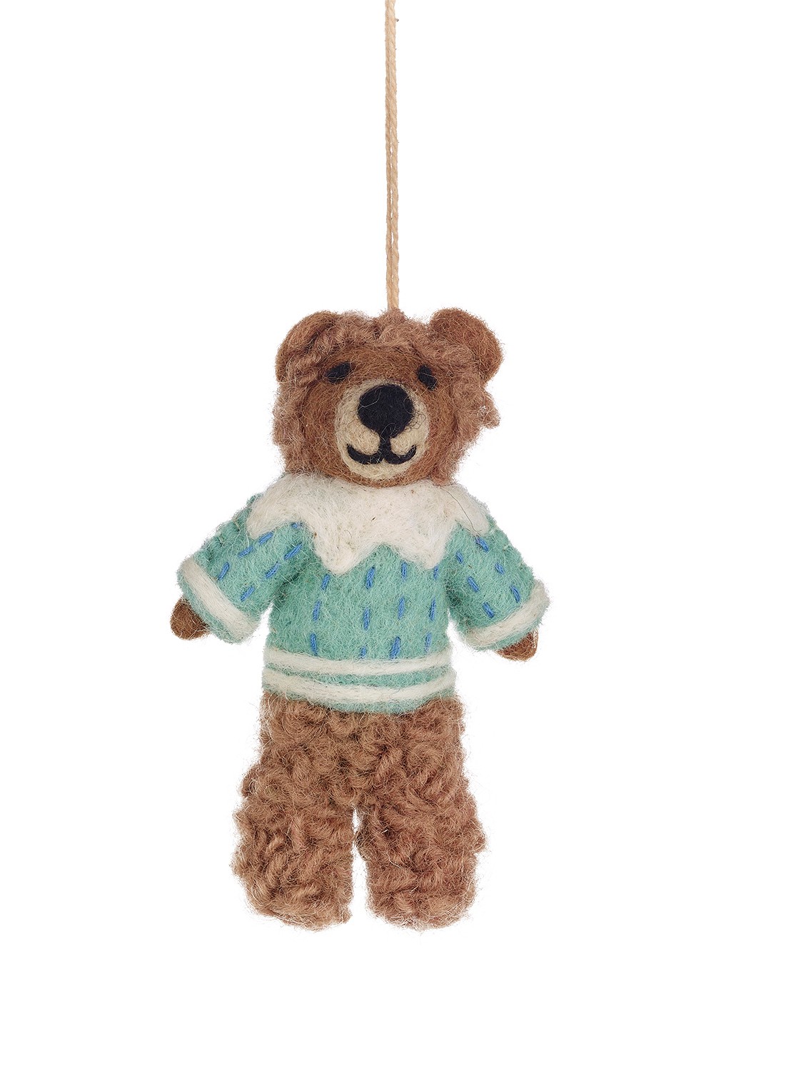 Felt So Good Bruce the Bear kersthanger 11 cm - voorkant bruin