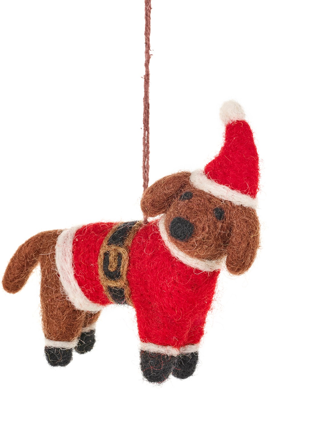 Felt So Good Buddy the Festive Dog kersthanger 8 cm - voorkant rood