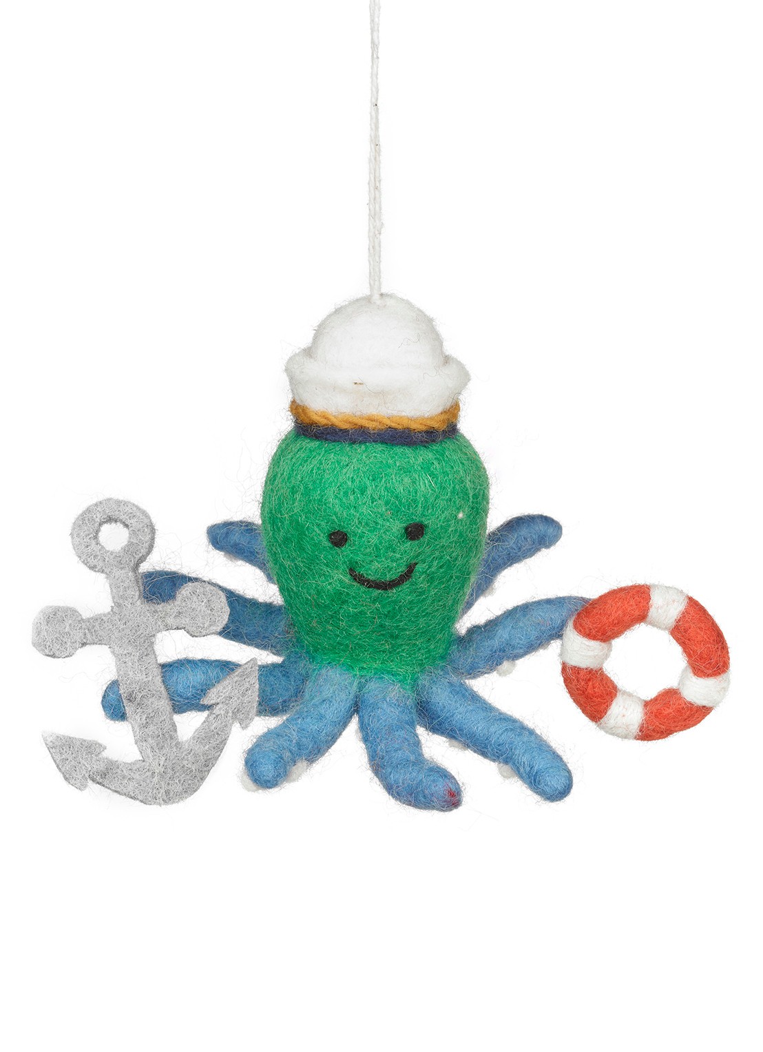 Felt So Good Captain Odin the Octopus kersthanger 11 cm - voorkant 2 zeegroen