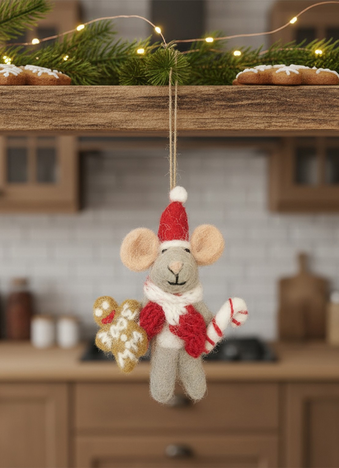 Felt So Good Chris Mouse kersthanger 11 cm - achterkant grijs