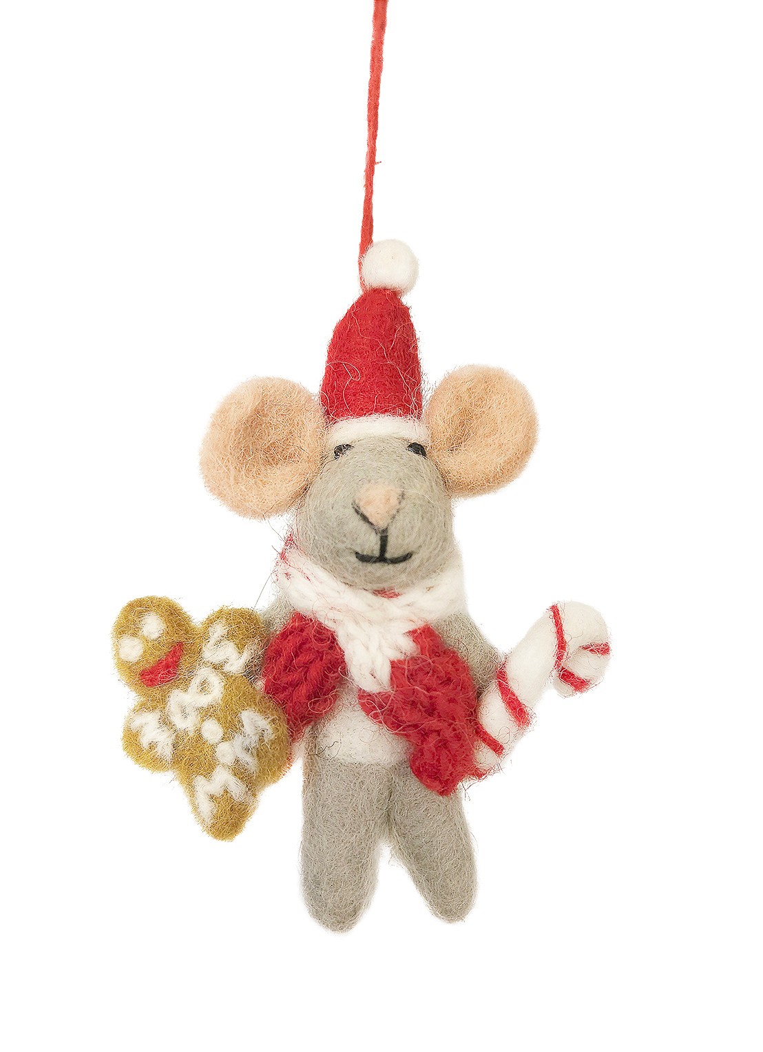 Felt So Good Chris Mouse kersthanger 11 cm - voorkant 2 grijs