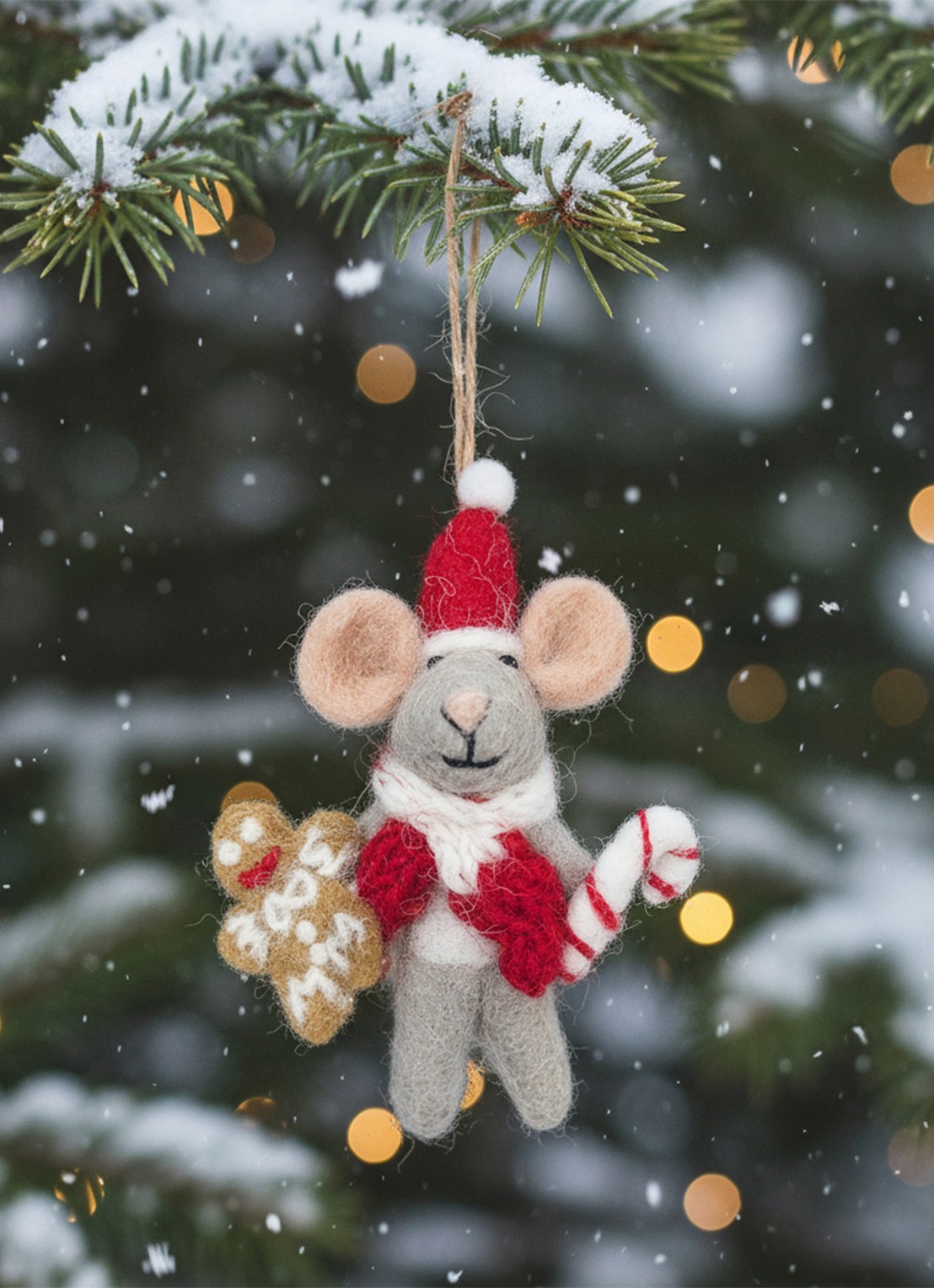 Felt So Good Chris Mouse kersthanger 11 cm - voorkant 3 grijs