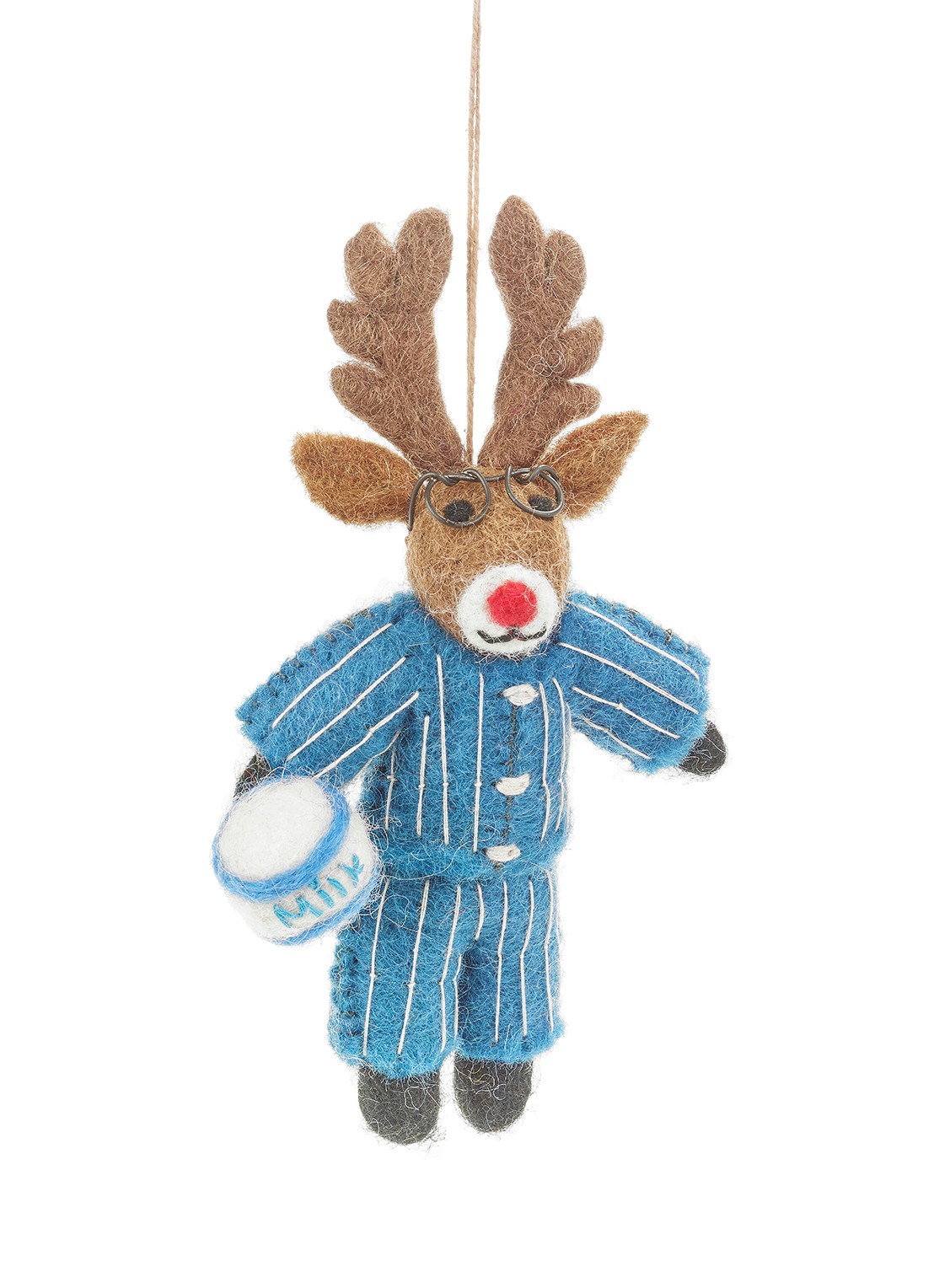 Felt So Good Christmas Pyjamas Rudolph kersthanger 15 cm - voorkant blauw
