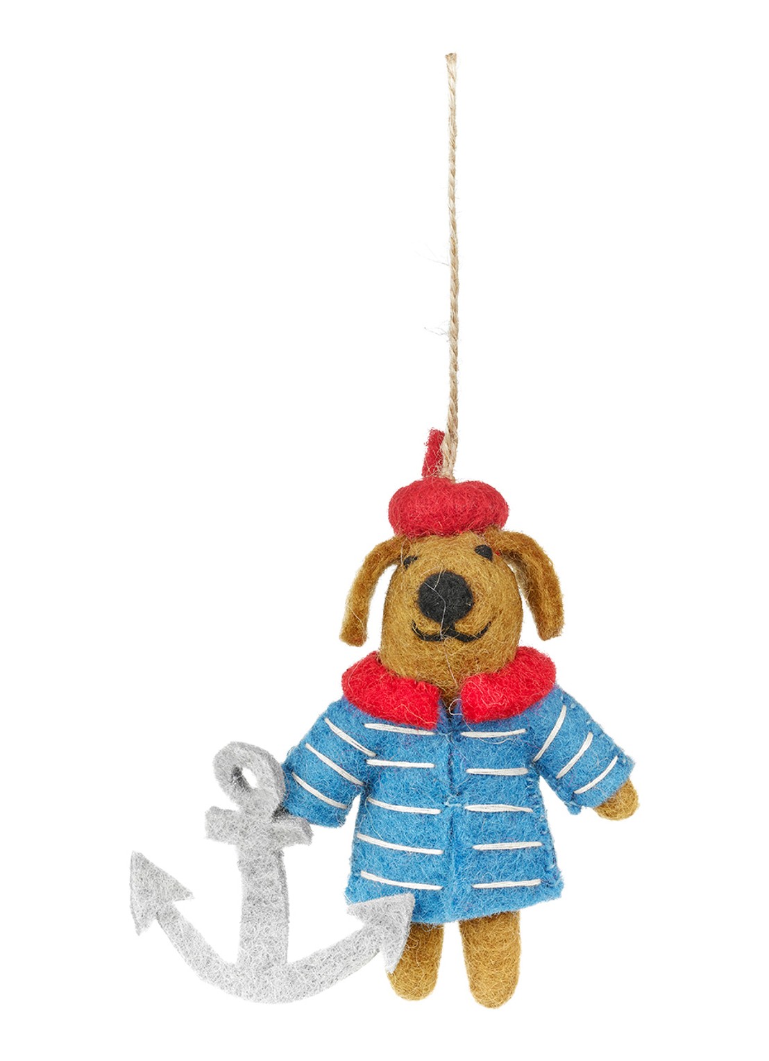 Felt So Good Davey the Sailor Dog kersthanger 11 cm - voorkant 2 blauw