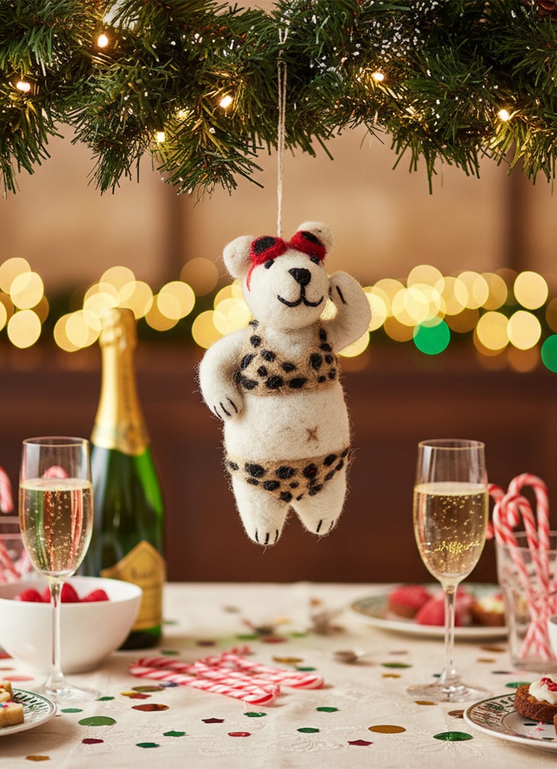 Felt So Good Diva Polar Bear kersthanger 11,5 cm - achterkant 3 wit
