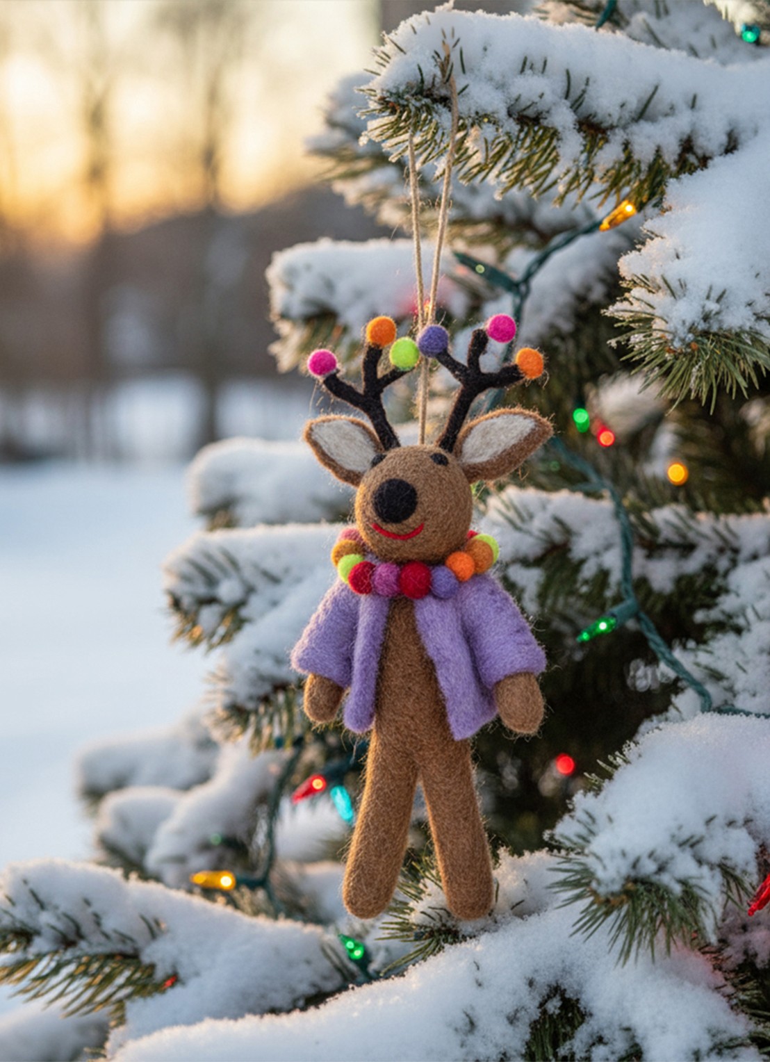 Felt So Good Donner the Neon Reindeer kersthanger 14 cm - voorkant 3 paars