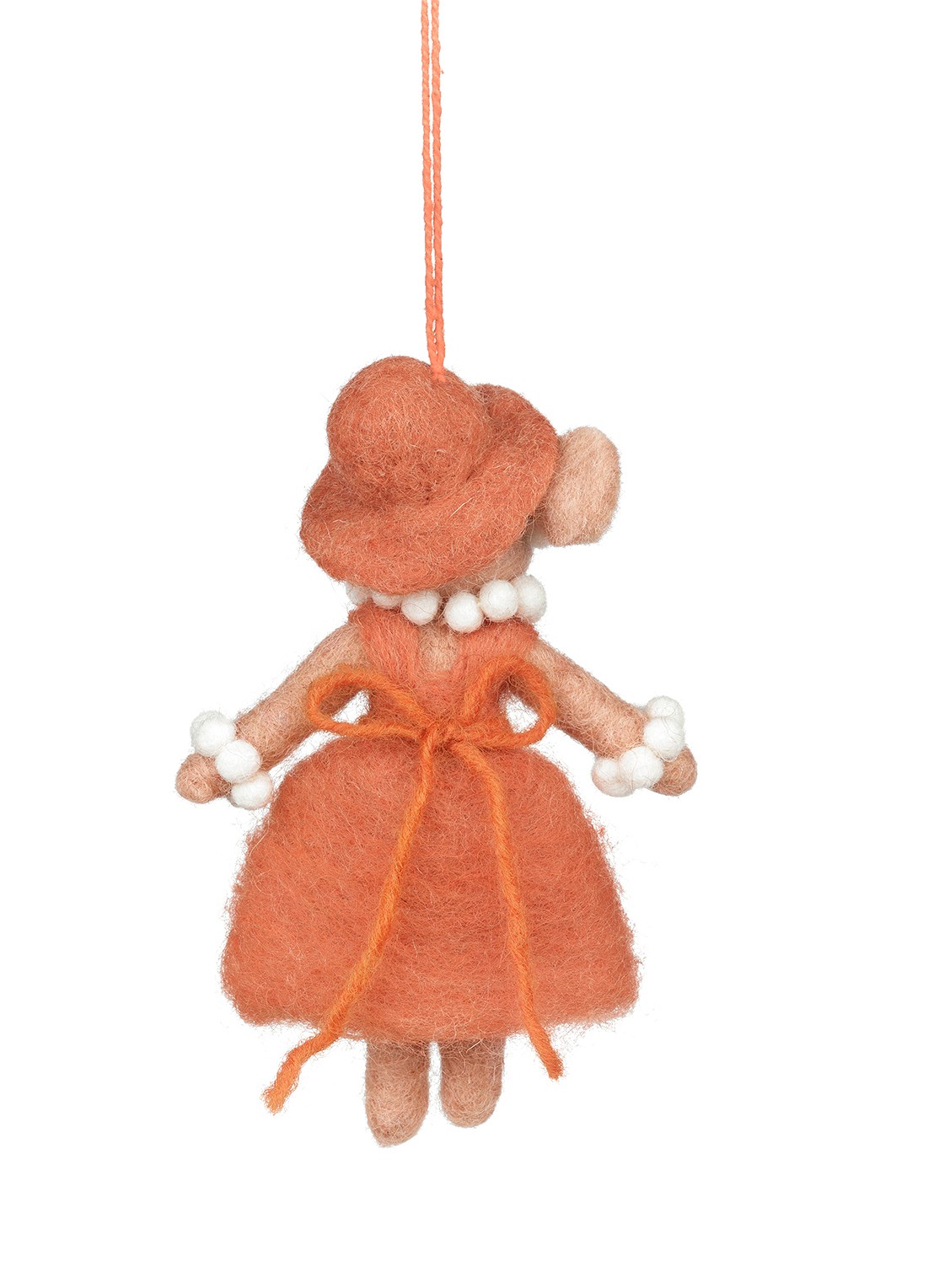 Felt So Good Evelyn the Mouse kersthanger 12 cm - voorkant 4 orange
