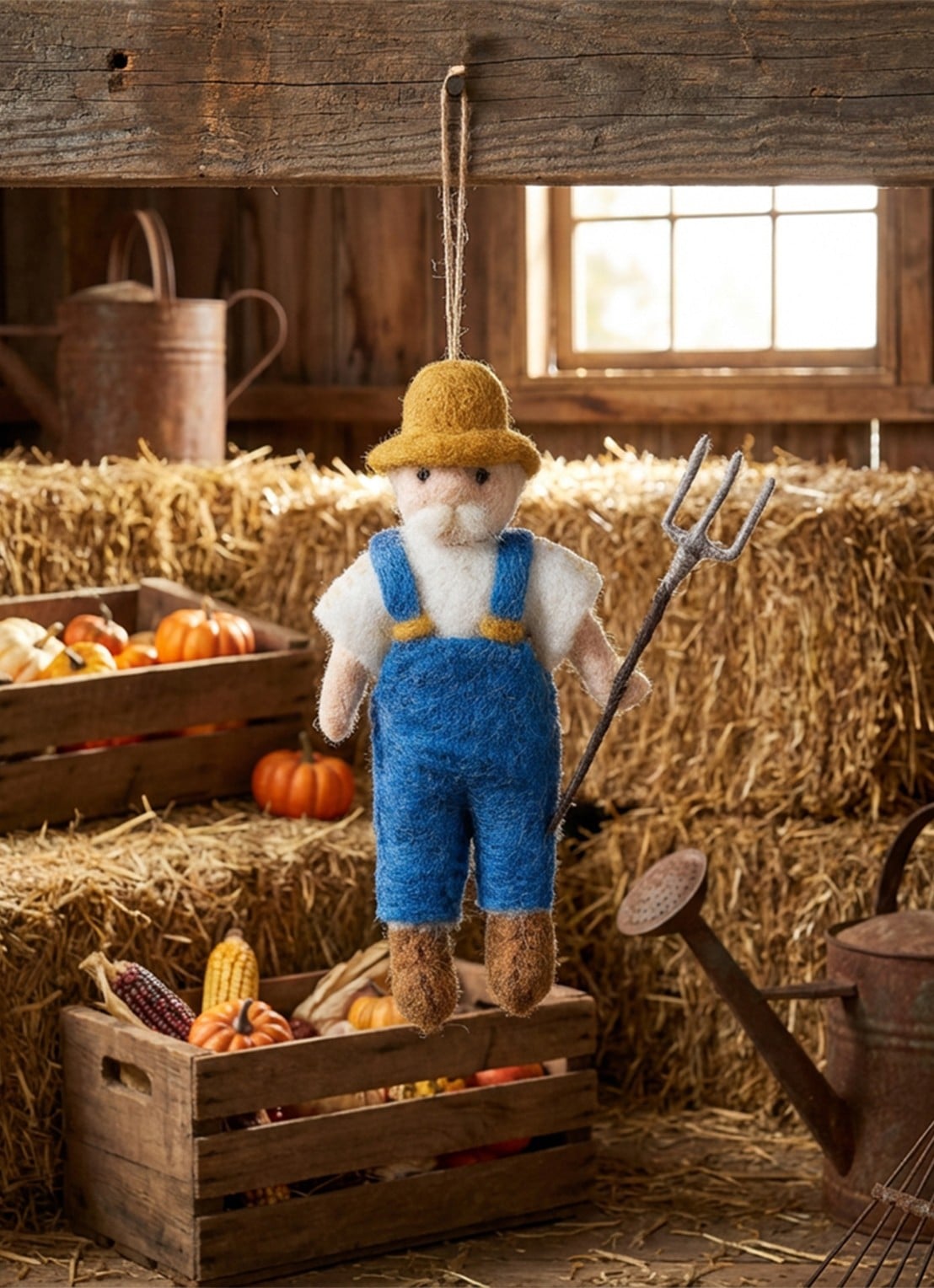 Felt So Good Farmer kersthanger 14 cm - achterkant blauw