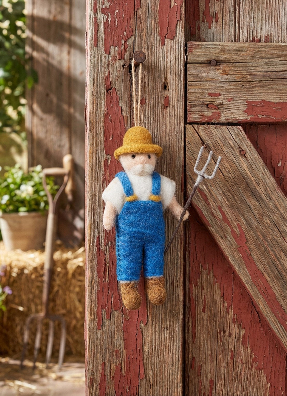 Felt So Good Farmer kersthanger 14 cm - detail 2 blauw