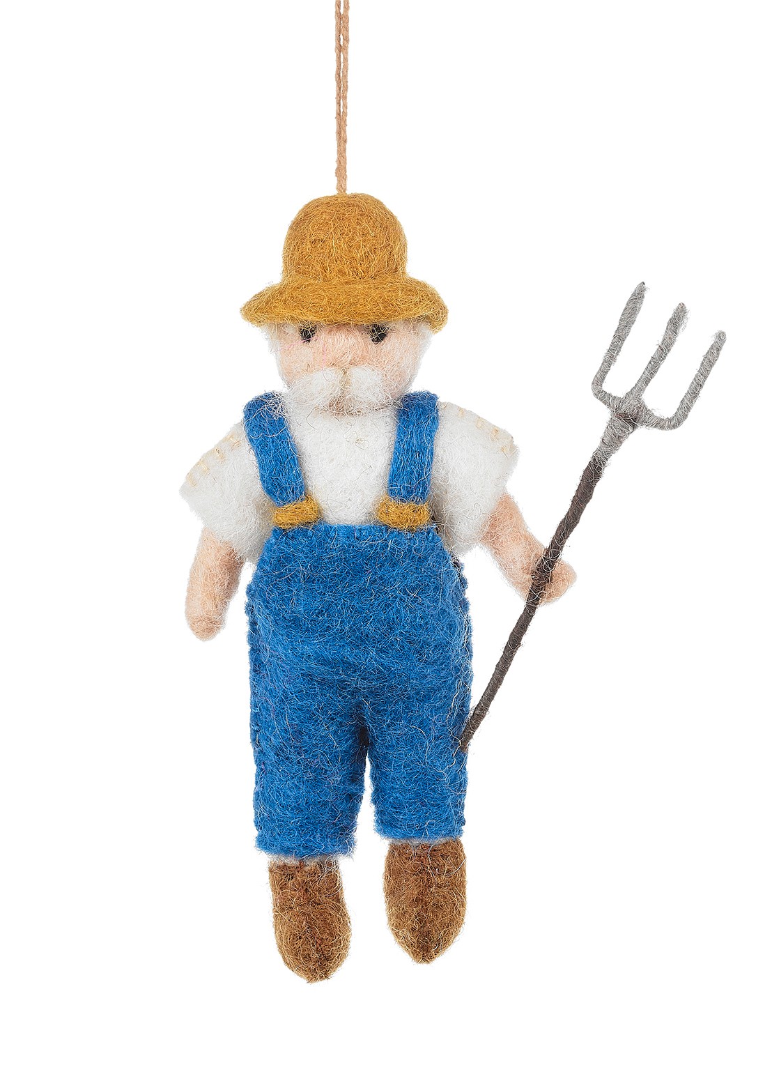 Felt So Good Farmer kersthanger 14 cm - voorkant 3 blauw