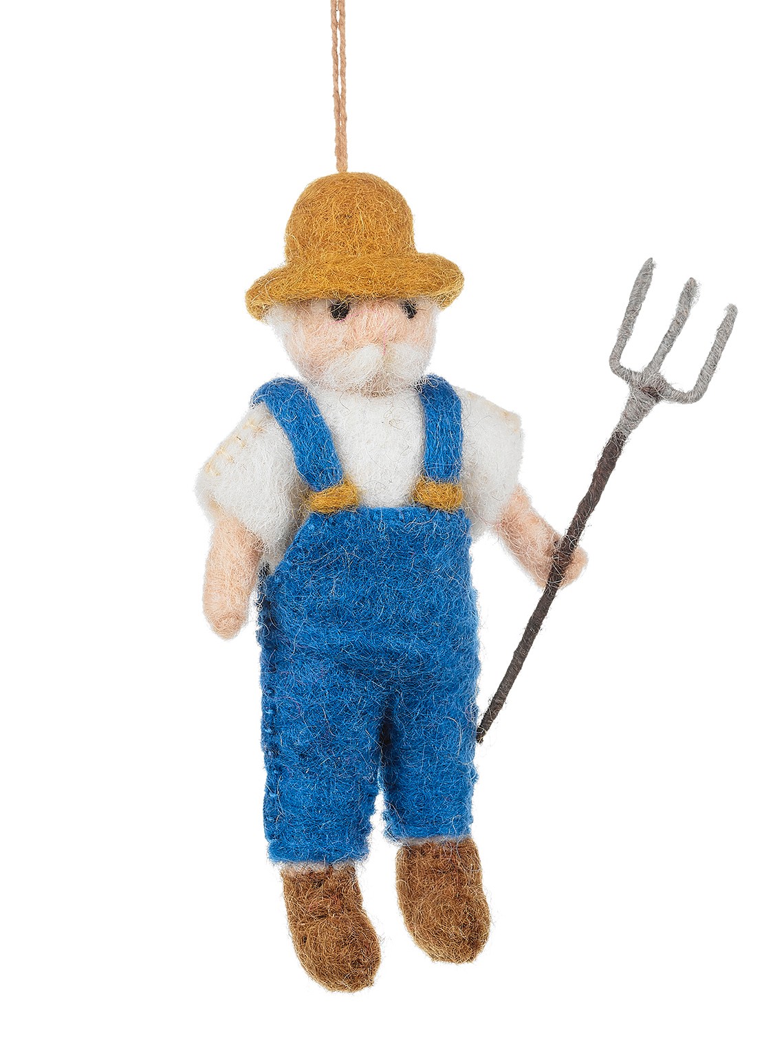 Felt So Good Farmer kersthanger 14 cm - voorkant 4 blauw