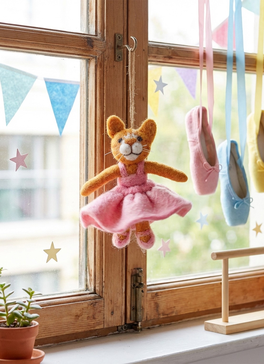 Felt So Good Gracie Cat kersthanger 11 cm - voorkant 2 roze
