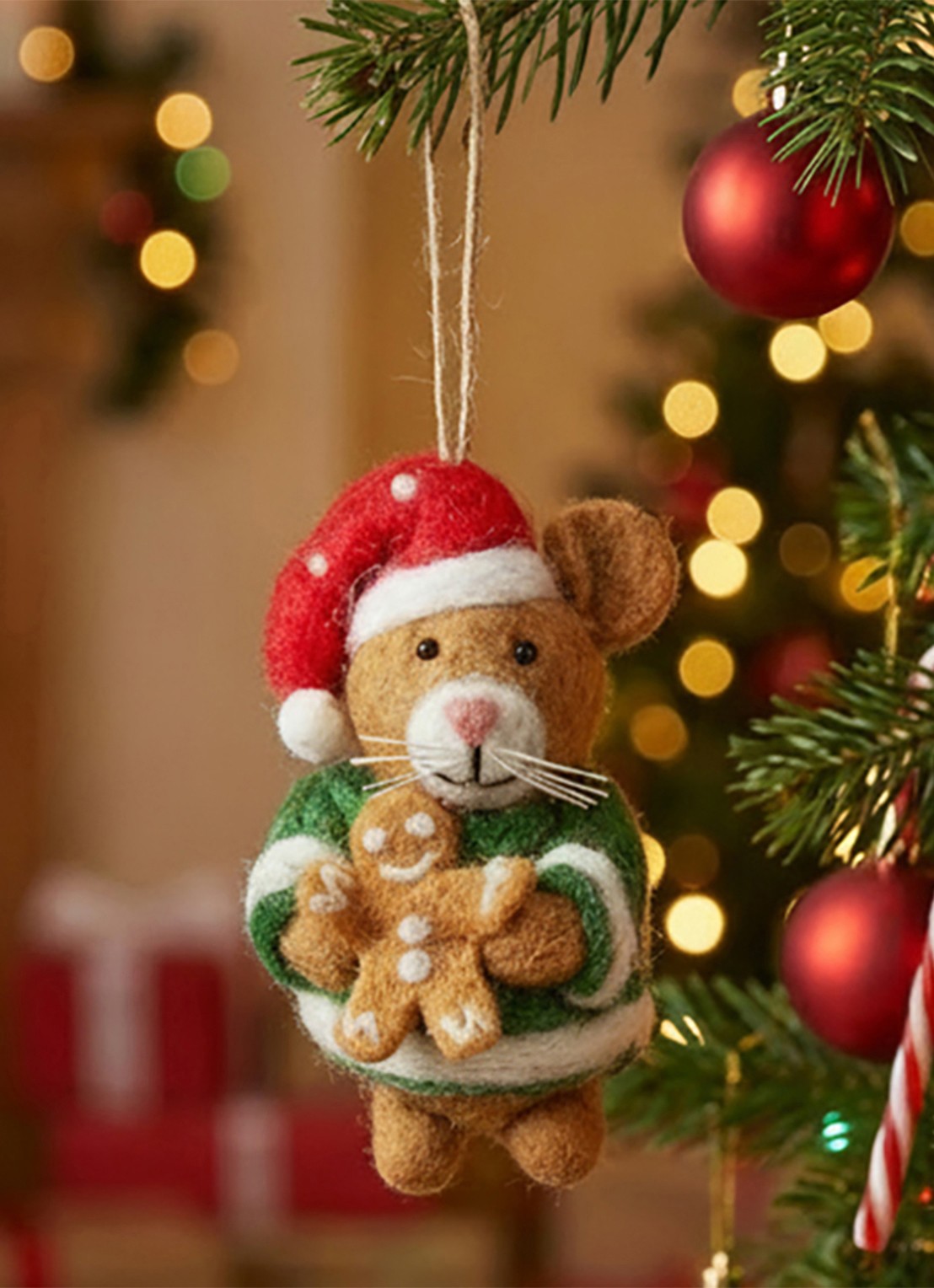 Felt So Good Harvey the christmas hamster kersthanger 10 cm - achterkant 3 bruin