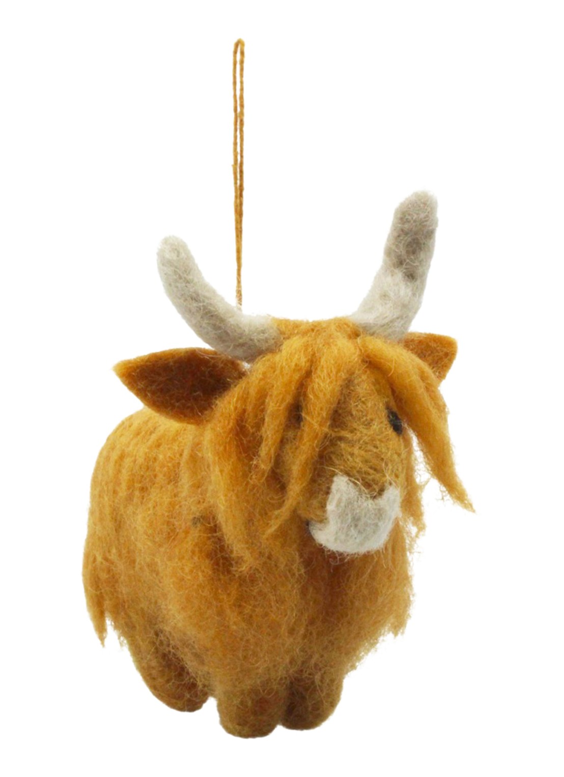 Felt So Good Highland Cow kersthanger 12 cm - voorkant 2 bruin