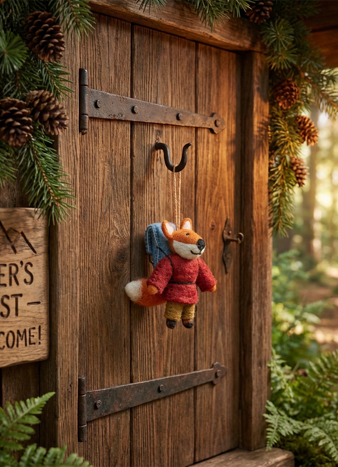 Felt So Good Hiking Fox kersthanger 10 cm - detail rood