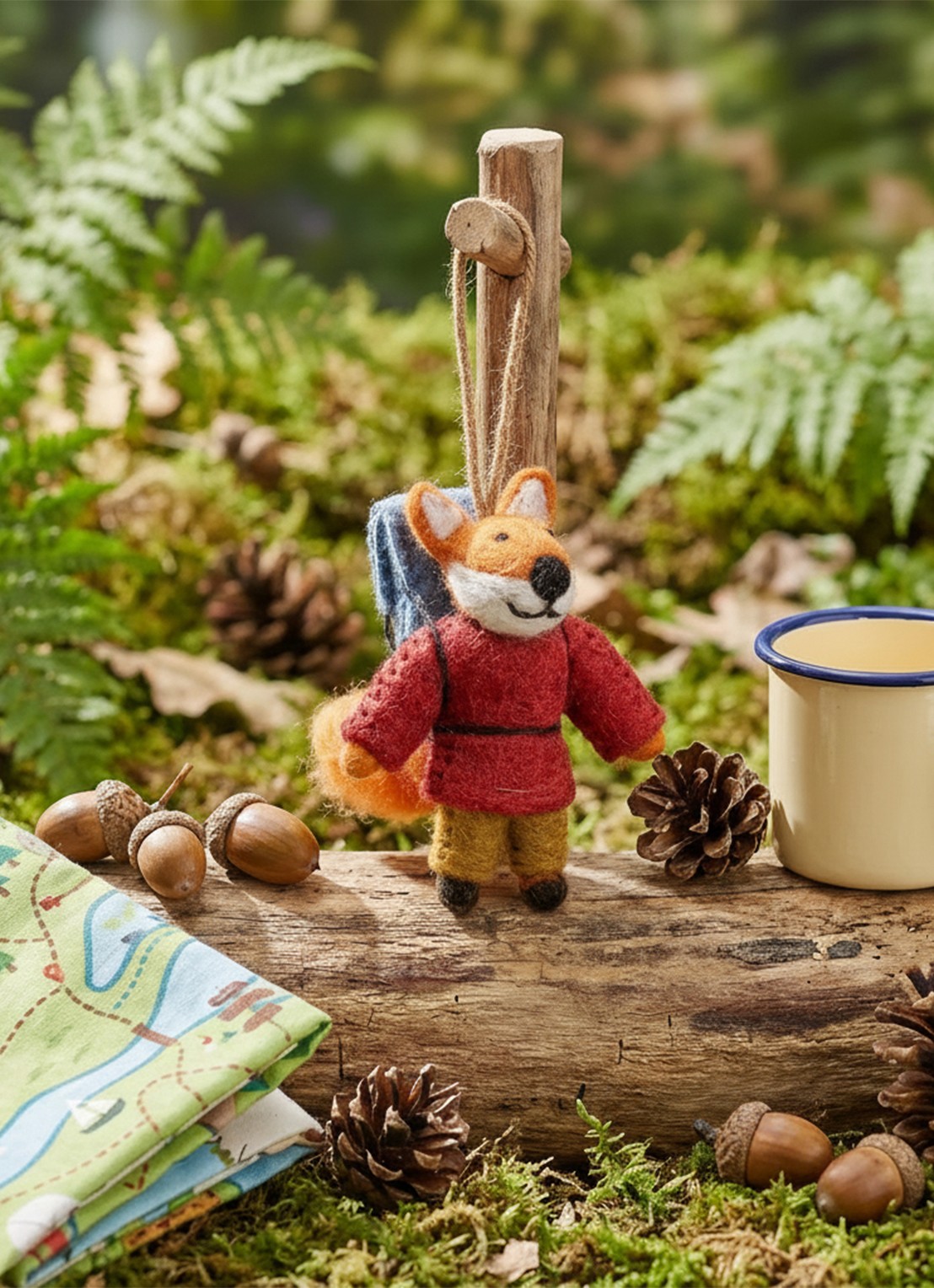 Felt So Good Hiking Fox kersthanger 10 cm - detail 2 rood