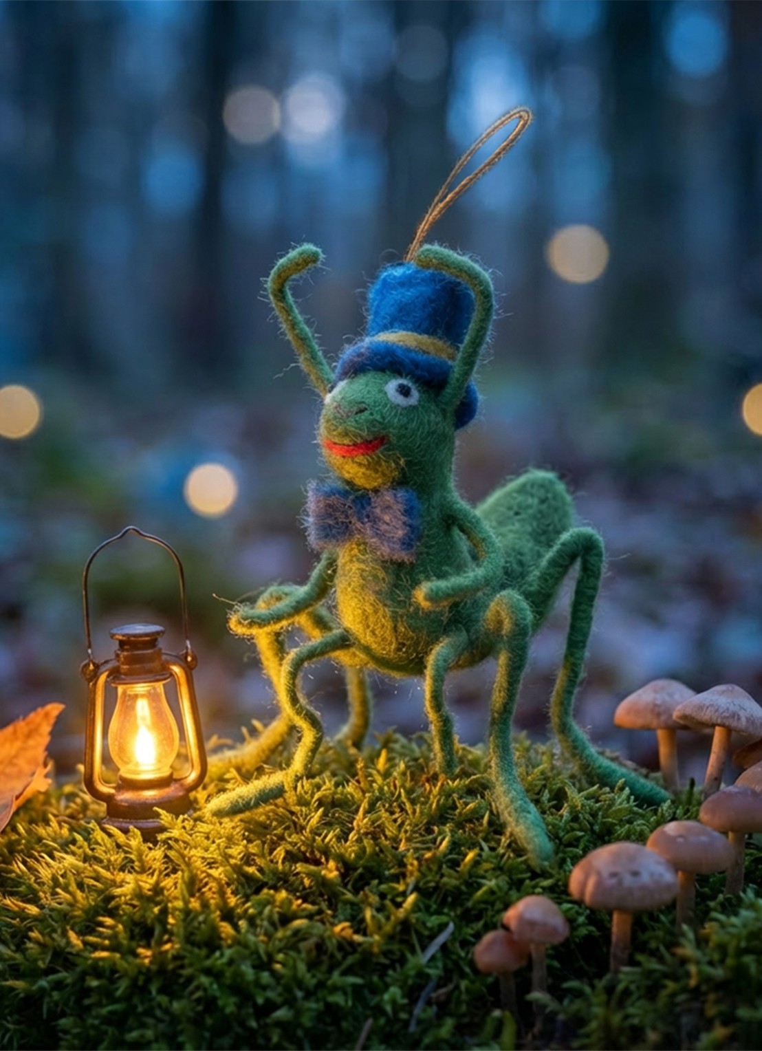 Felt So Good Jimothy Cricket kersthanger 6 cm - achterkant 2 groen