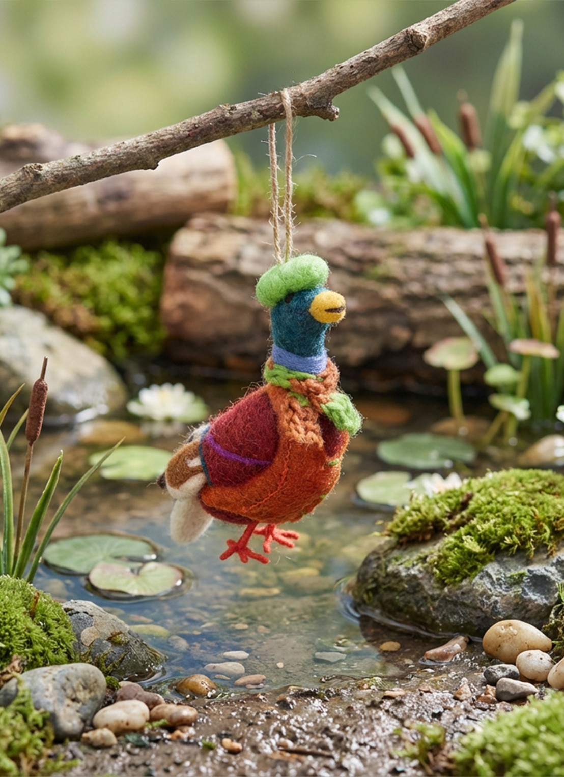Felt So Good Master Mallard the Duck kersthanger 14 cm - achterkant 3 orange