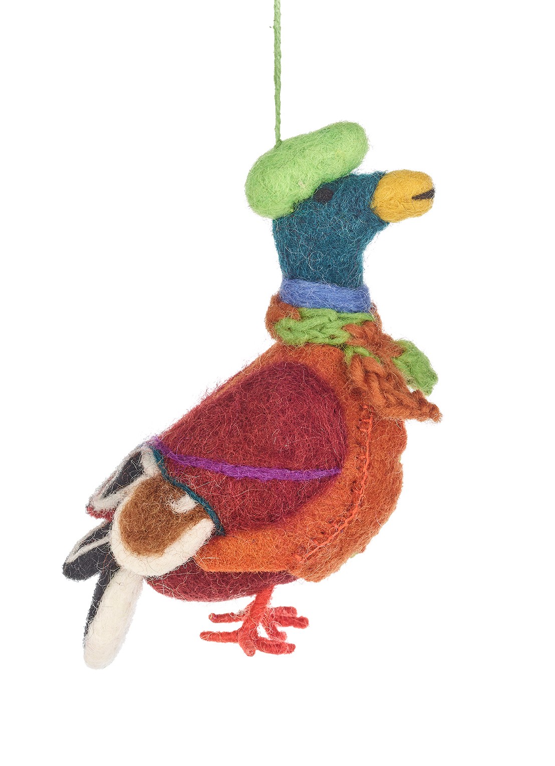 Felt So Good Master Mallard the Duck kersthanger 14 cm - voorkant 2 orange