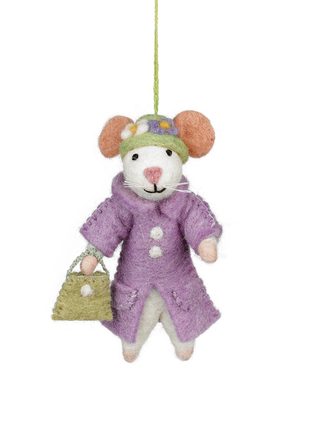 Felt So Good Matilda the Mouse kersthanger 12 cm - voorkant 3 paars
