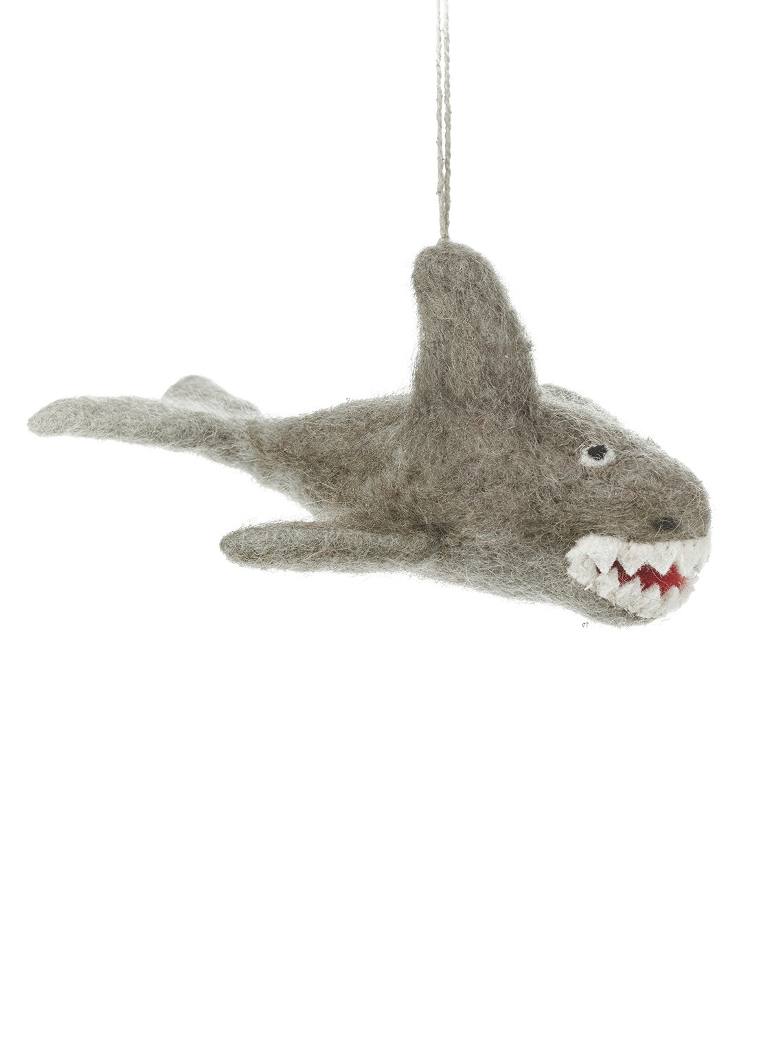 Felt So Good Megaladon Shark kersthanger 7,5 cm - voorkant 4 grijs