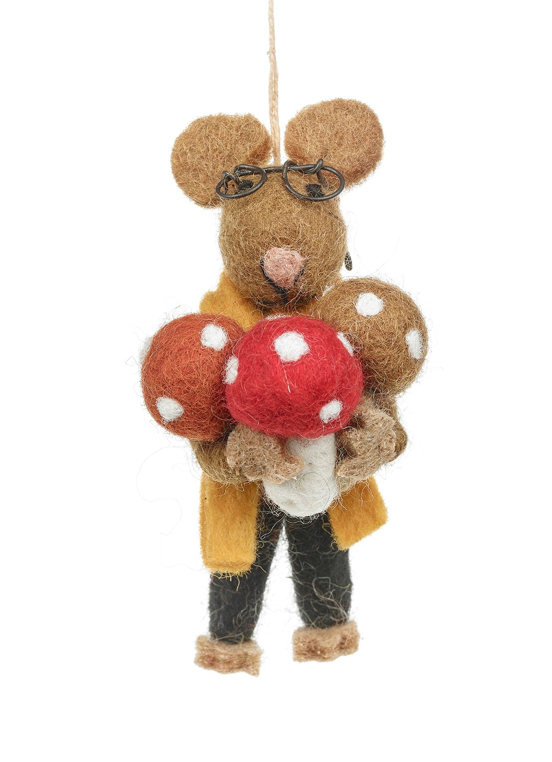Felt So Good Oliver Mouse kersthanger 11,5 cm - voorkant 2 bruin