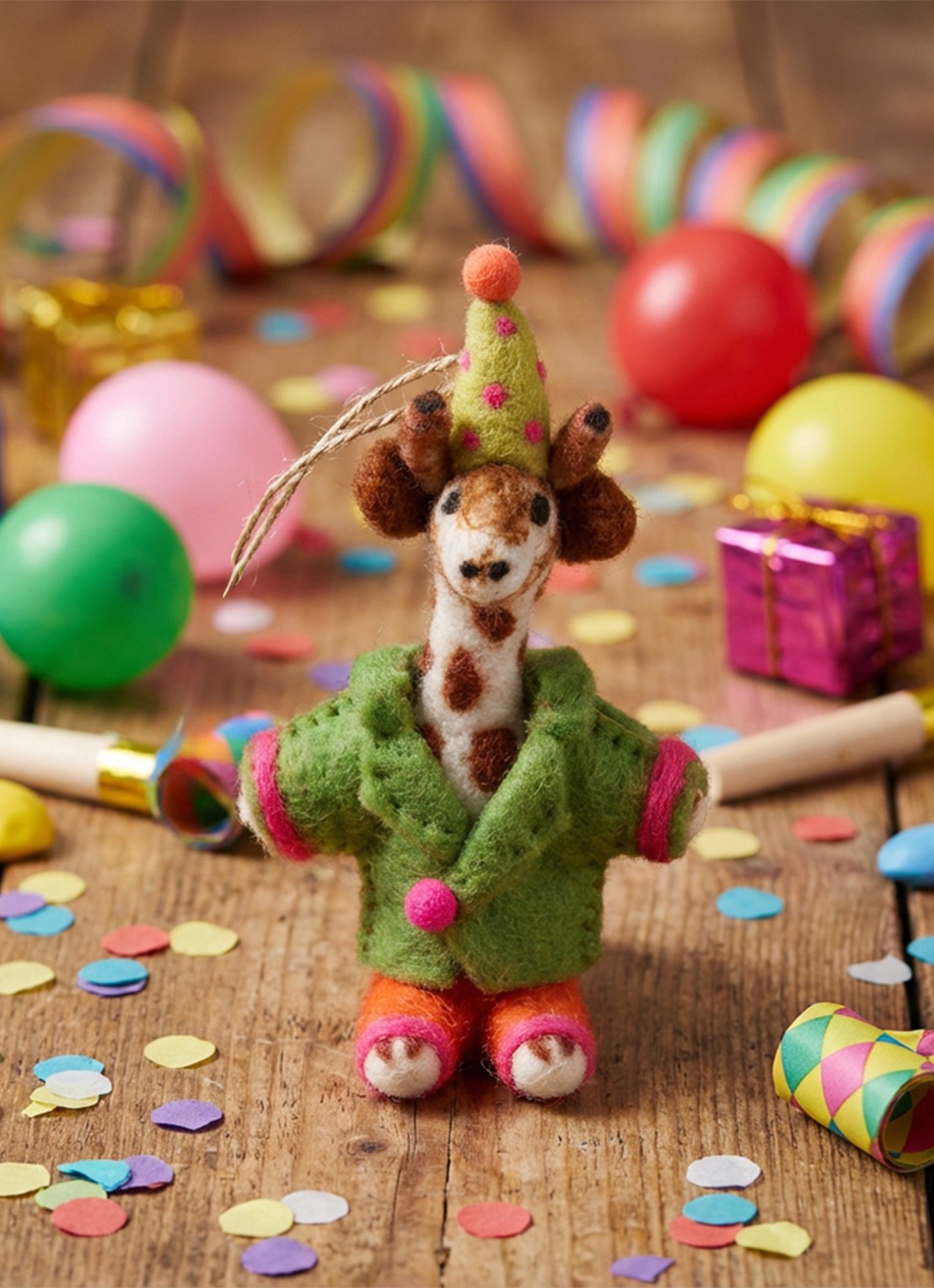 Felt So Good Party Giraffe kersthanger 18 cm - achterkant 3 groen