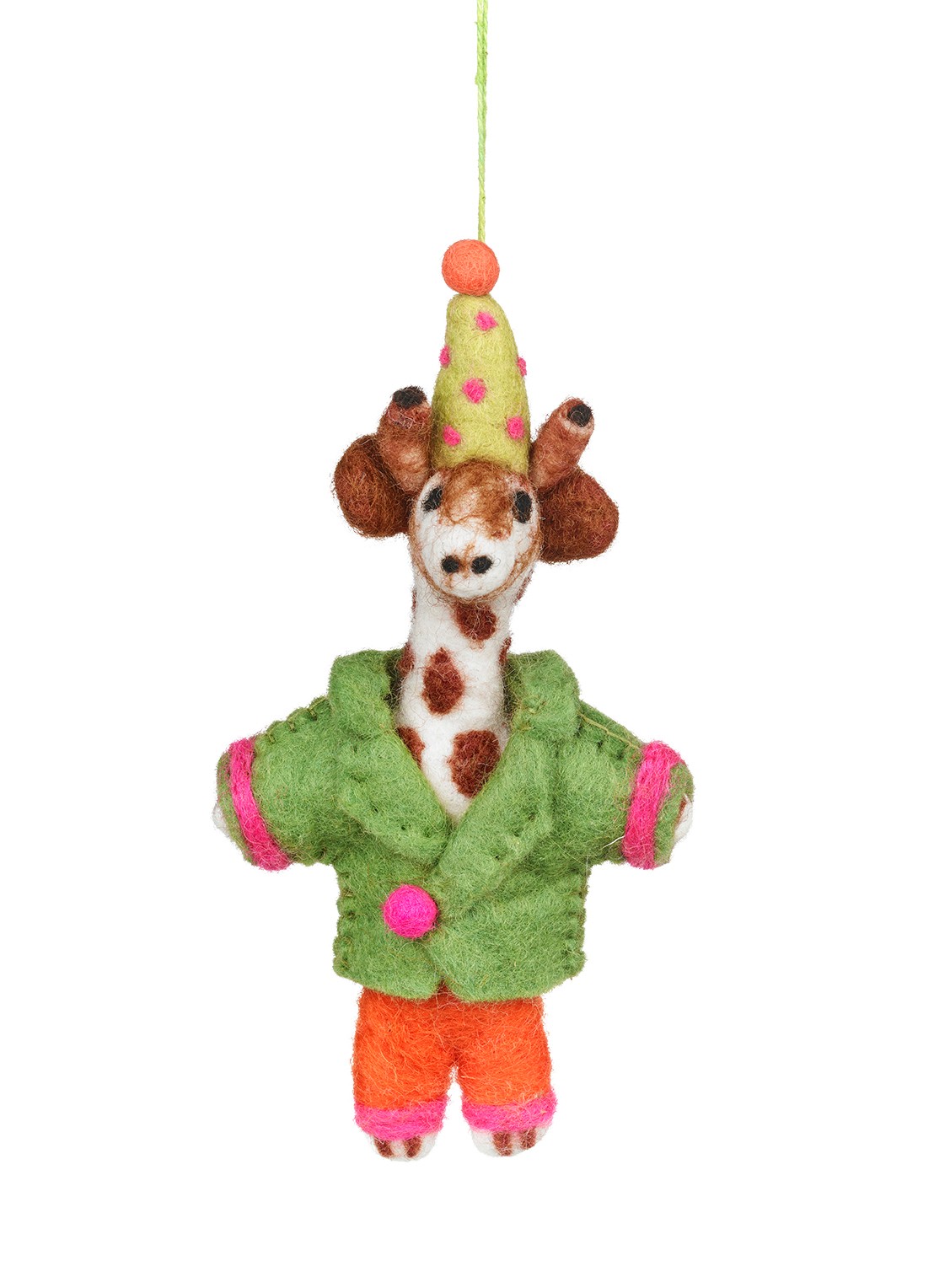 Felt So Good Party Giraffe kersthanger 18 cm - voorkant groen