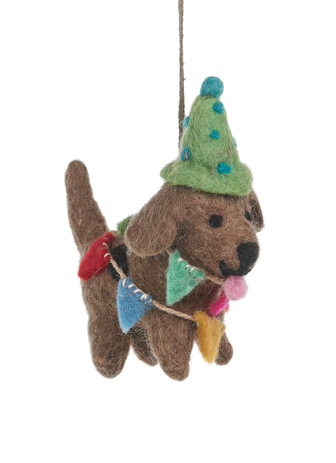 Felt So Good Party Pooch kersthanger 10 cm - voorkant bruin