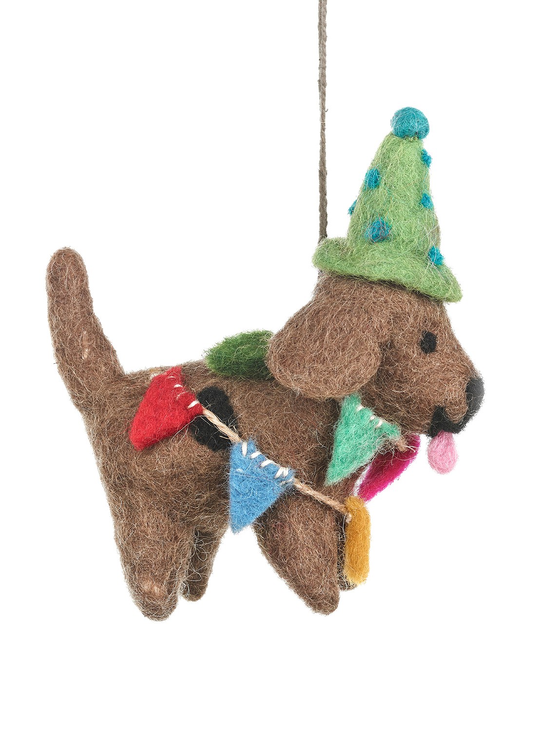 Felt So Good Party Pooch kersthanger 10 cm - voorkant 2 bruin