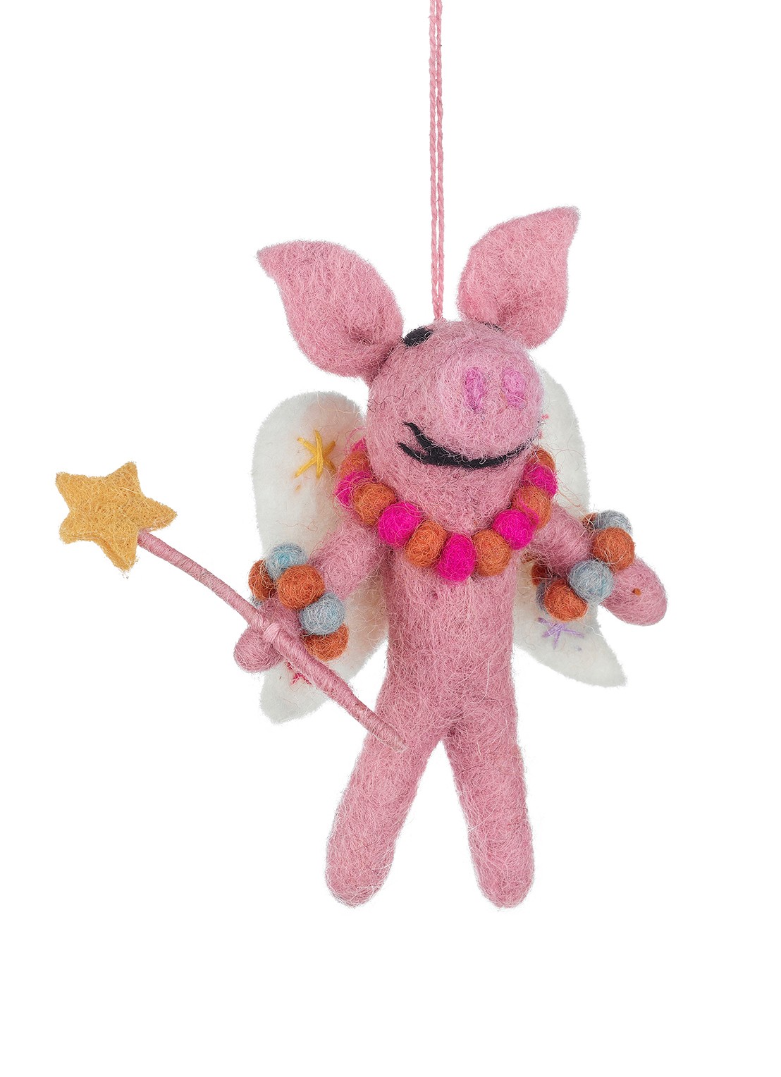 Felt So Good Penelope Porker kersthanger 12 cm - voorkant 2 roze