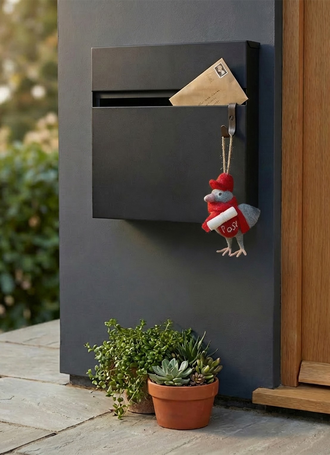 Felt So Good Pigeon Post kersthanger 9 cm - detail 4 rood