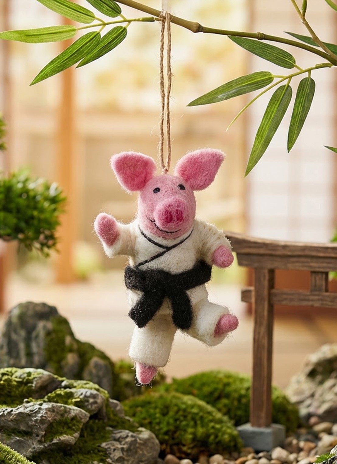 Felt So Good Pork Chop kersthanger 13 cm - achterkant roze
