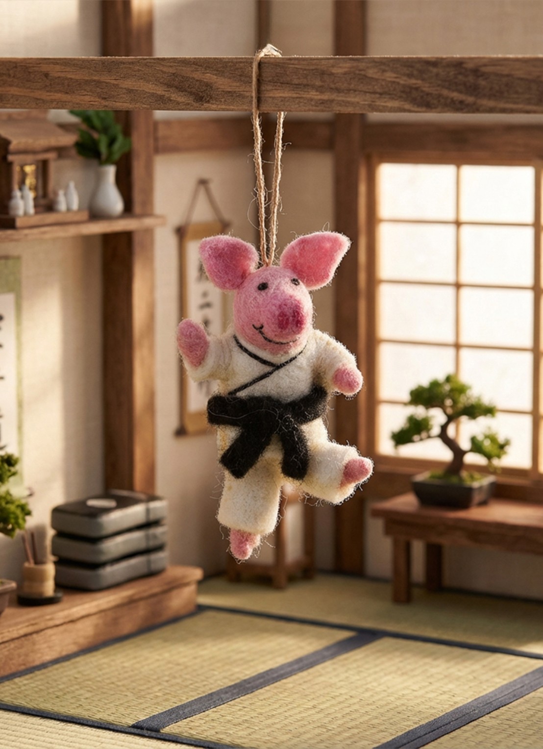 Felt So Good Pork Chop kersthanger 13 cm - voorkant 3 roze