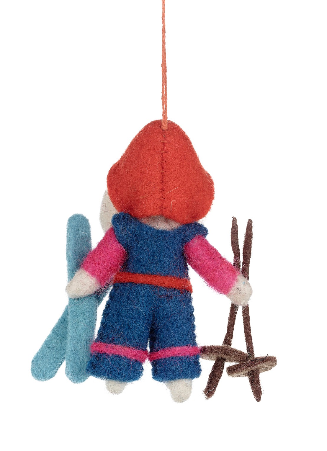 Felt So Good Porscha the skiing Poodle kersthanger 12 cm - achterkant blauw