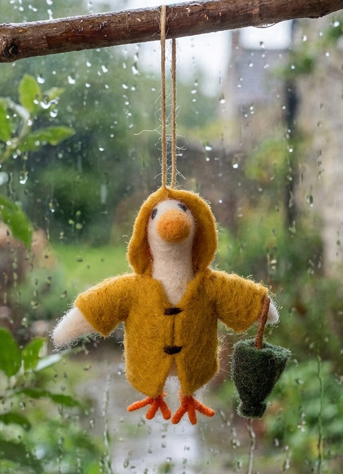 Felt So Good Puddles the Goose kersthanger 9 cm - achterkant 3 mosterd