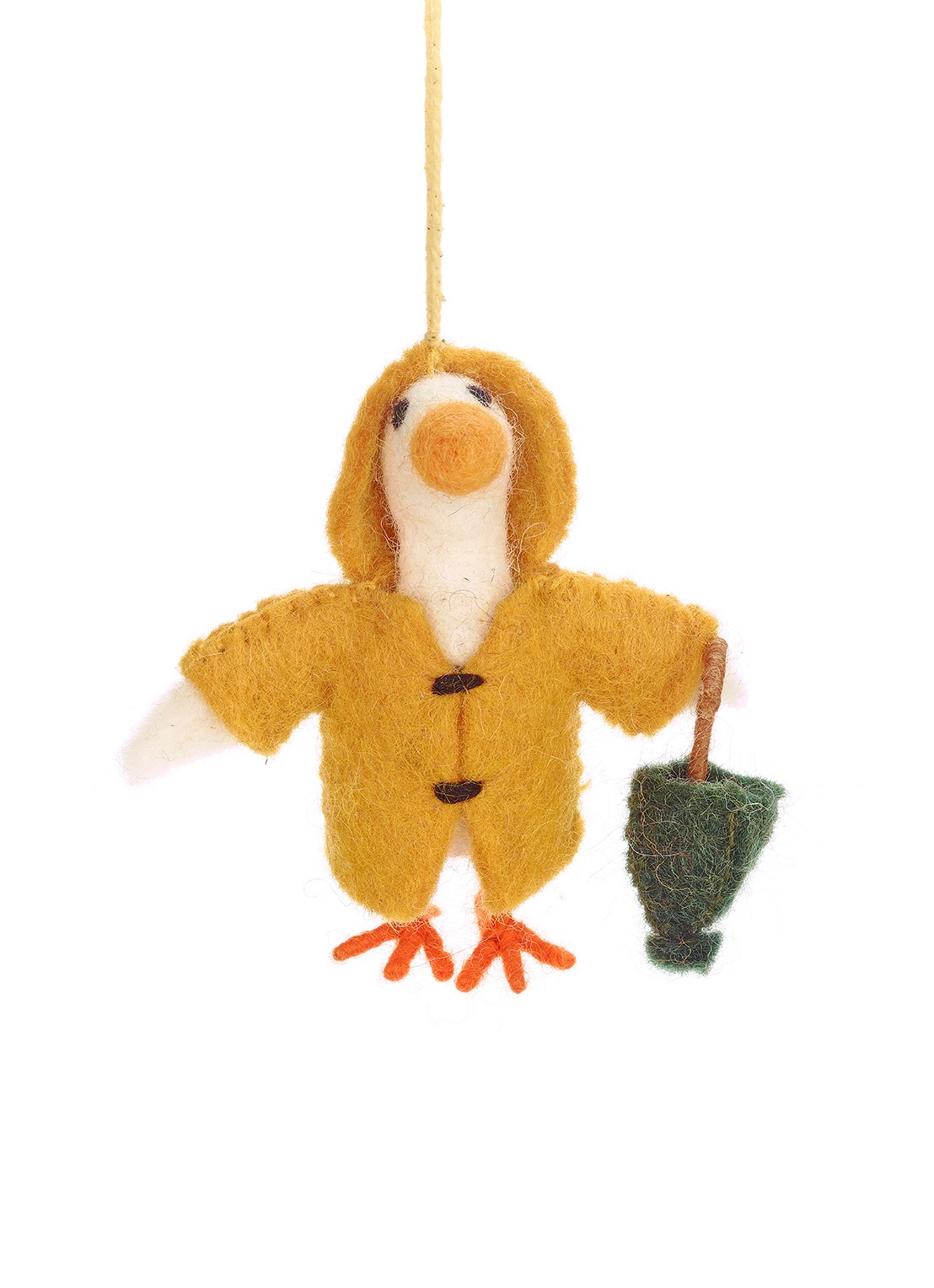 Felt So Good Puddles the Goose kersthanger 9 cm - voorkant mosterd
