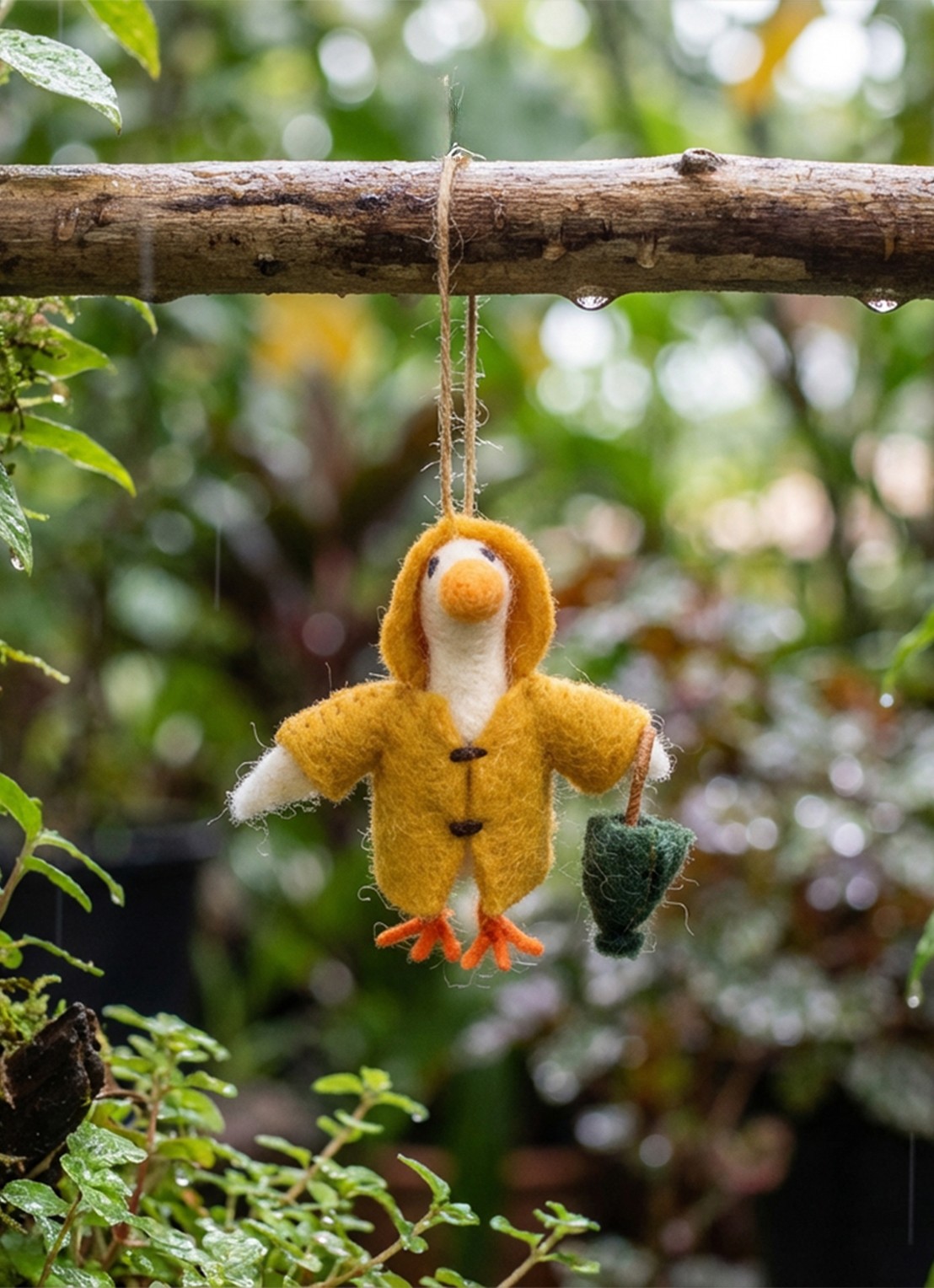 Felt So Good Puddles the Goose kersthanger 9 cm - voorkant 2 mosterd