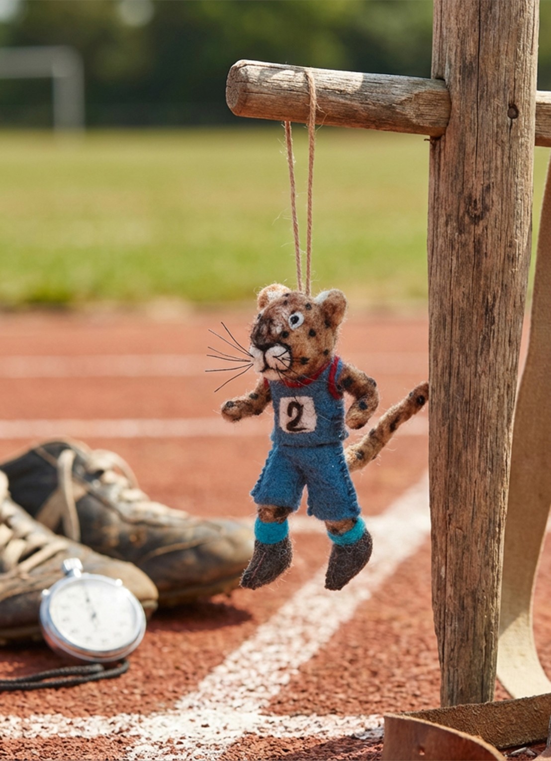 Felt So Good Running Cheetah kersthanger 12 cm - achterkant blauw